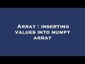 Array : inserting values into numpy array