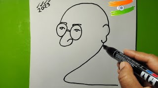 Gandhiji Drawing Very Easy/ How To to Draw Mahatma Gandhi Drawing With 2023 Number #gandhijayanti