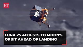 Luna-25 spacecraft adjusts to the moon's orbit as part of its preparations for landing