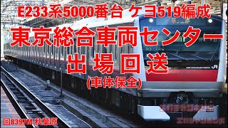 【TK出場】230227 E233系5000番台 ケヨ519編成 東京総合車両センター出場回送(車体保全)/回8397M