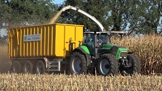 Mais hakselen door loonbedrijf te Bokkel met Claas Jaguar 860 & Deutz Fahr trekkers - Deel 2 (2022)