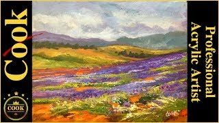 Field of Lavender Acrylic Painting Tutorial for Beginner and Advanced Artists with Ginger Cook