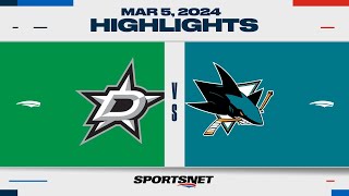 NHL Highlights | Stars vs. Sharks - March 5, 2024