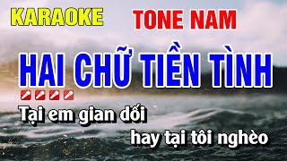 Karaoke Hai Chữ Tiền Tình Tone Nam Nhạc Sống Hay Nhất | Nguyễn Linh