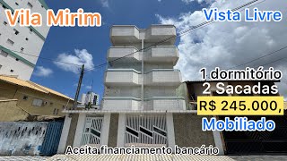 1 dormitório com 2 sacadas, VISTA MAR e Todo Mobiliado! TERCEIRO ANDAR DE ESCADA R$ 245.000,