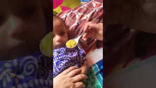 Eating solid|| khichuri for the 1st time|| ( 25.5.22, 6 month)