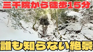 [2月24日撮影]雪景色に包まれた美しい「音無の滝」へ！三千院周辺の隠れ名所を探検する旅