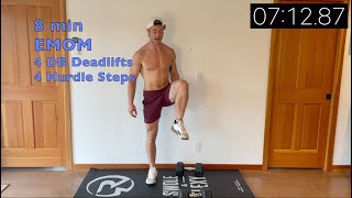 Travel Workout 8 min EMOM 4 Deadlifts 4 Hurdle Steps