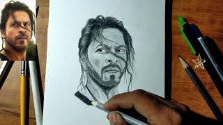 pathaan Shah Rukh Khan portrait drawing. how to Shading a portrait. pencil sketch drawing tutorial.