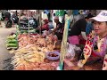 Cambodian Street Food & Market Scene In Siem Reap Market And More..