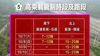 106年國慶日連假高速公路交通疏導措施宣導短片