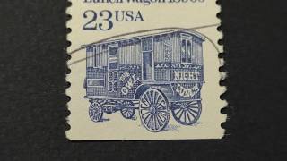 Postage stamp. USA. Lunch Wagon 1890s. Price 23 cents