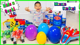 PAW PATROL and PJ MASKS play Hide and Seek with Mason!