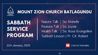 Live | 11-01-25 | Sabbath Service | Mount Zion Church Batlagundu - MZCBTL