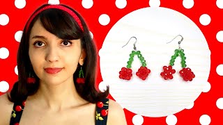 Beaded Cherry Earring Tutorial 🍒 | Super Easy Cute DIY Earrings