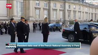 President visits Palais Bourbon in Paris, the seat of the French National Assembly