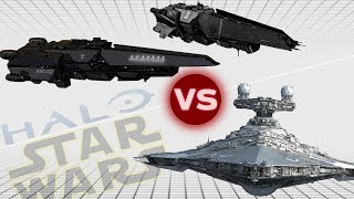 Victory II Star Destroyer vs. UNSC Halberd Destroyer (x2) | Halo vs Star Wars: Who Would Win