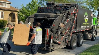 SBC Waste Mack MR Leach 2rIII Rear Loader Garbage Truck Packing Bulk Trash at the Spring Cleanup