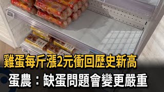 雞蛋每斤漲2元衝回歷史新高　蛋農：缺蛋問題會變更嚴重－民視新聞