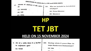 HP TET JBT HELD ON 15 NOVEMBER 2024 SOLVED PAPER