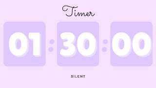 đĒģ 1 Hour 30 Minutes Silent Timer with Cute Ending Alarm | Pastel Purple Timer