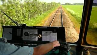 Train cockpit in Vestbanen Y-tog Y-train Y-zug Y-tåg Ym 72 filmed from Outrup to Nørre Nebel