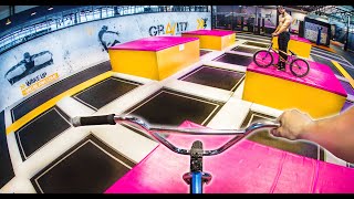 BMX RIDING IN A TRAMPOLINE PARK