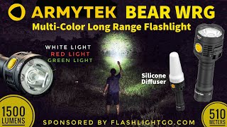 Armytek BEAR WRG - Multi-Color Long Range Flashlight, 1500 lm max, 510 m, Red \u0026 Green Floodlight