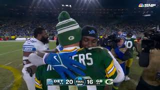 Lions win after GUTSY 4th down conversion & Aaron Rodgers takes a slow walk off the field