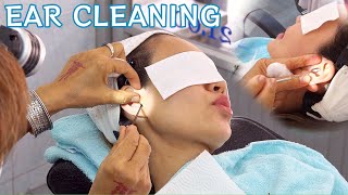 $3 Ear Cleaning at local Thai barber shop | ASMR (unintentional,  street noises, people chat)