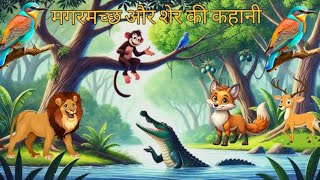 मगरमच्छ और शेर की कहानी// Panchatantra Ki Kahani //Hindi Cartoon