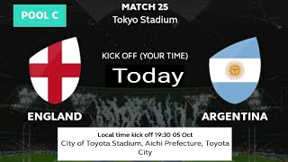 England vs Argentina Rugby world cup 2019 ; Argentina vs England Rugby world cup match