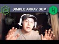 Simple Array Sum | HackerRank Walkthrough & Solution | JavaScript