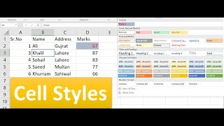 Cell Styles in MS Excel | Microsoft Excel Tutorial (2016) [Hindi/Urdu]