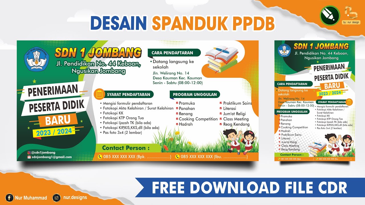 DOWNLOAD DESAIN SPANDUK PPDB 2023 CORELDRAW ( FREE CDR ) - Nur Designs ...