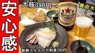 天満コスパ飲み【格安の大瓶390円新鮮のスルメイカ280円】