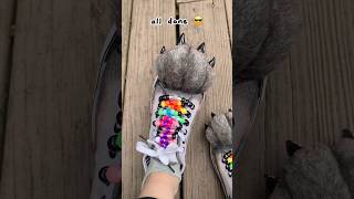 Making therian paw shoes!🐾🍂 #therian #theriangear #craft #furry #therianthropy #quadrobics #funny