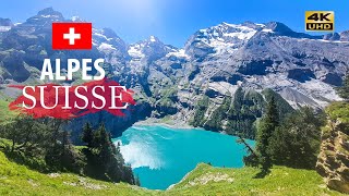 Le lac d’Oeschinen en Suisse. Randonnée filmée en 4k Découvrez les superbes paysages WALKING TOUR