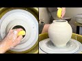 750. throwing a sodium silicate texture lidded moon jar with hsin chuen lin 林新春 岩花瓷圓蓋罐拉坯示範