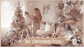 DECORATING MY CHRISTMAS TREE 2020 | neutral tones, nude, white + gold ✨