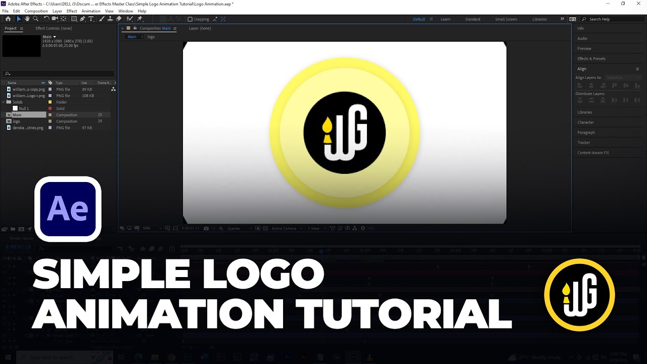 After Effects Simple Logo Animation Tutorial Free Template Logo