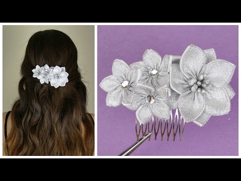 DIY Ribbon flower I Wedding hair comb I Kanzashi flower tutorial DIY Ribbon flower I Wedding hair comb I Kanzashi flower tutorial