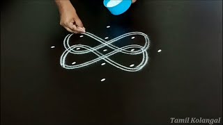 4 simple kambi kolam|sikku kolam with 5 dots|melikala muggulu|sikku kolangal|kolam with dots|muggulu