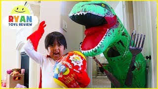 Ryan opens Giant Surprise Egg Ryan's World | Pretend Play Hide and Seek with Giant Dinosaur