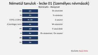 Németül tanulok lecke 01 személyes névmások