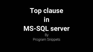 TOP Clause In MS SQL Server