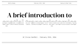 A brief introduction to spatial transcriptomics