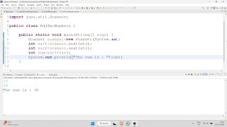 Addition of two numbers in java (With and without) user inputs #java #add #programming #javaSprintz