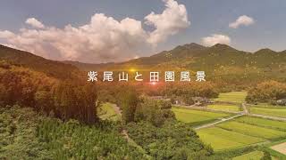 紫尾山と田園風景　ドローン空撮【4K】　鹿児島県薩摩郡さつま町