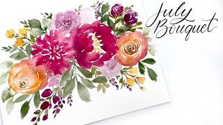 How To Paint A July Watercolour Bouquet